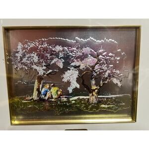 Vintage E. La Nusa Foil Art – 5.5”x8” (Framed 12”x14”) – Italian Artisan